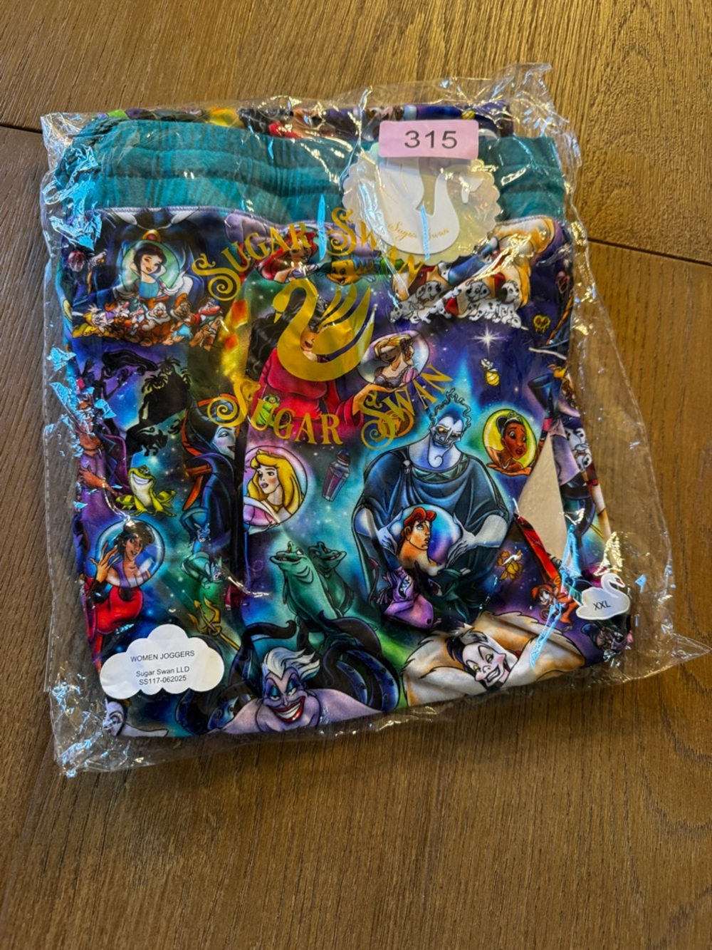 Sugar Swan Bamboo Multicolor Disney Villains Joggers- NIB